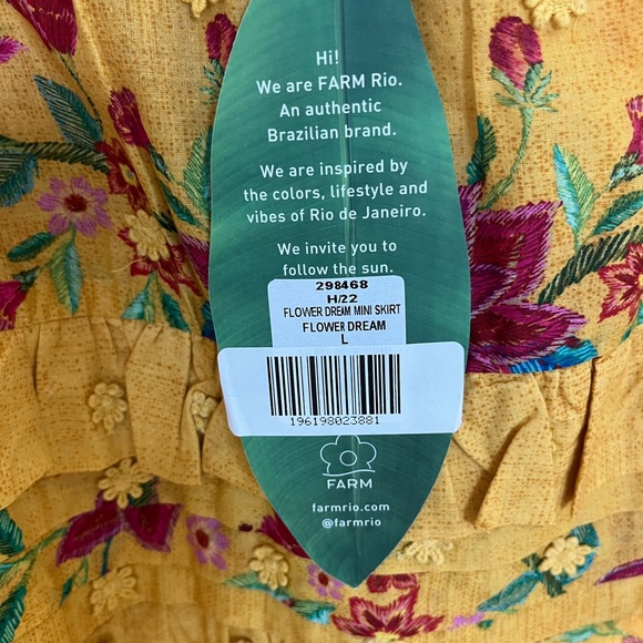 FARM RIO FLOWER DREAM YELLOW FLORAL MINI SKIRT $160 New with Tag! - Picture 8 of 12